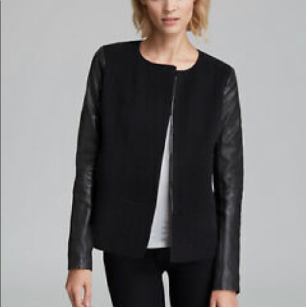 Vince wool jacket with leather sleeves